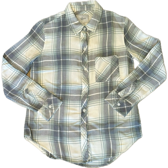 Rails Tops - Rails Women's Flannel Button Down Shirt XS Blue Green White